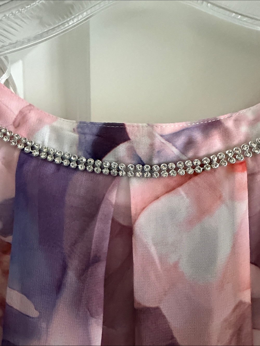 Jennifer Lopez Pink & Purple Patterned Chiffon Swim Cover-Up/Dress with Lining. - Picture 9 of 11